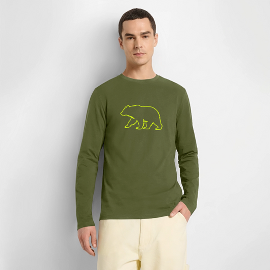Männer Premium Langarmshirt: Bear neon - Khaki