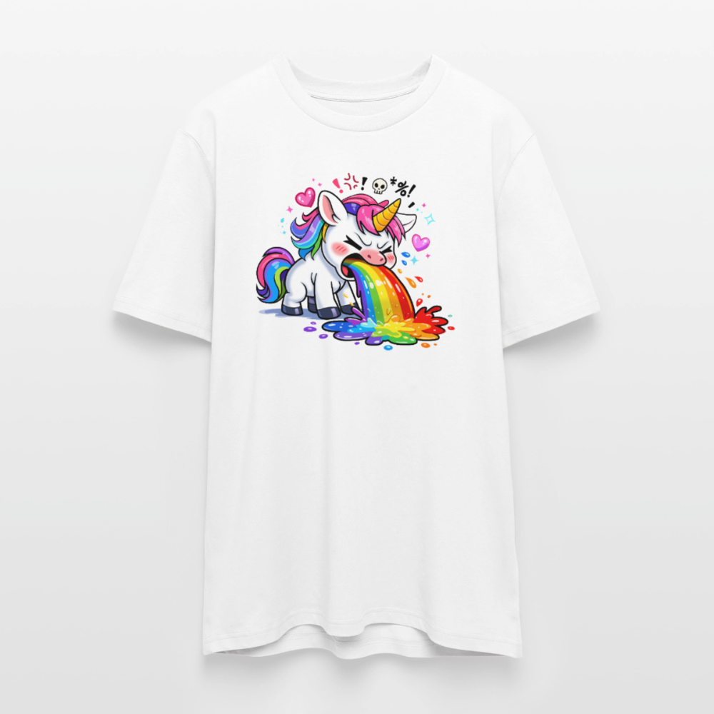 T-Shirt: Kotzendes Einhorn, Puking Unicorn - Weiß