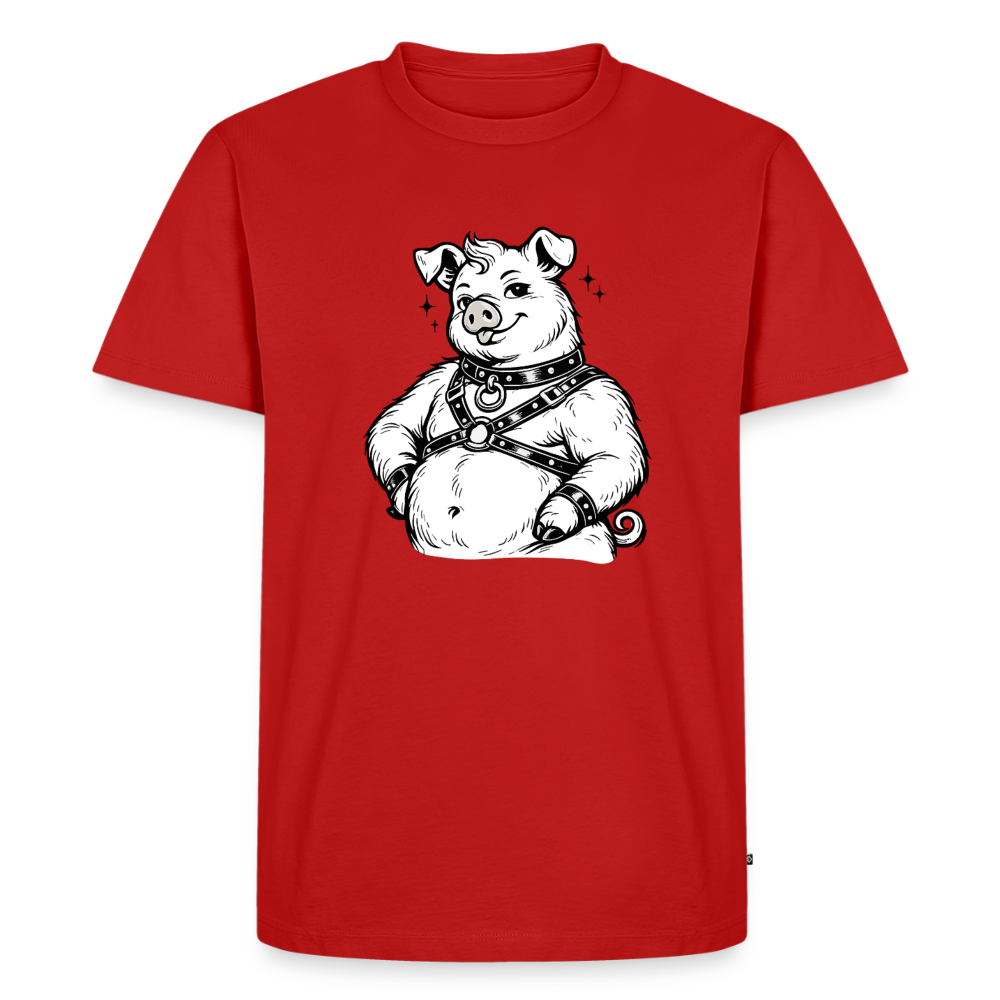 Piglet in Harness | Männer Premium T-Shirt - Rot