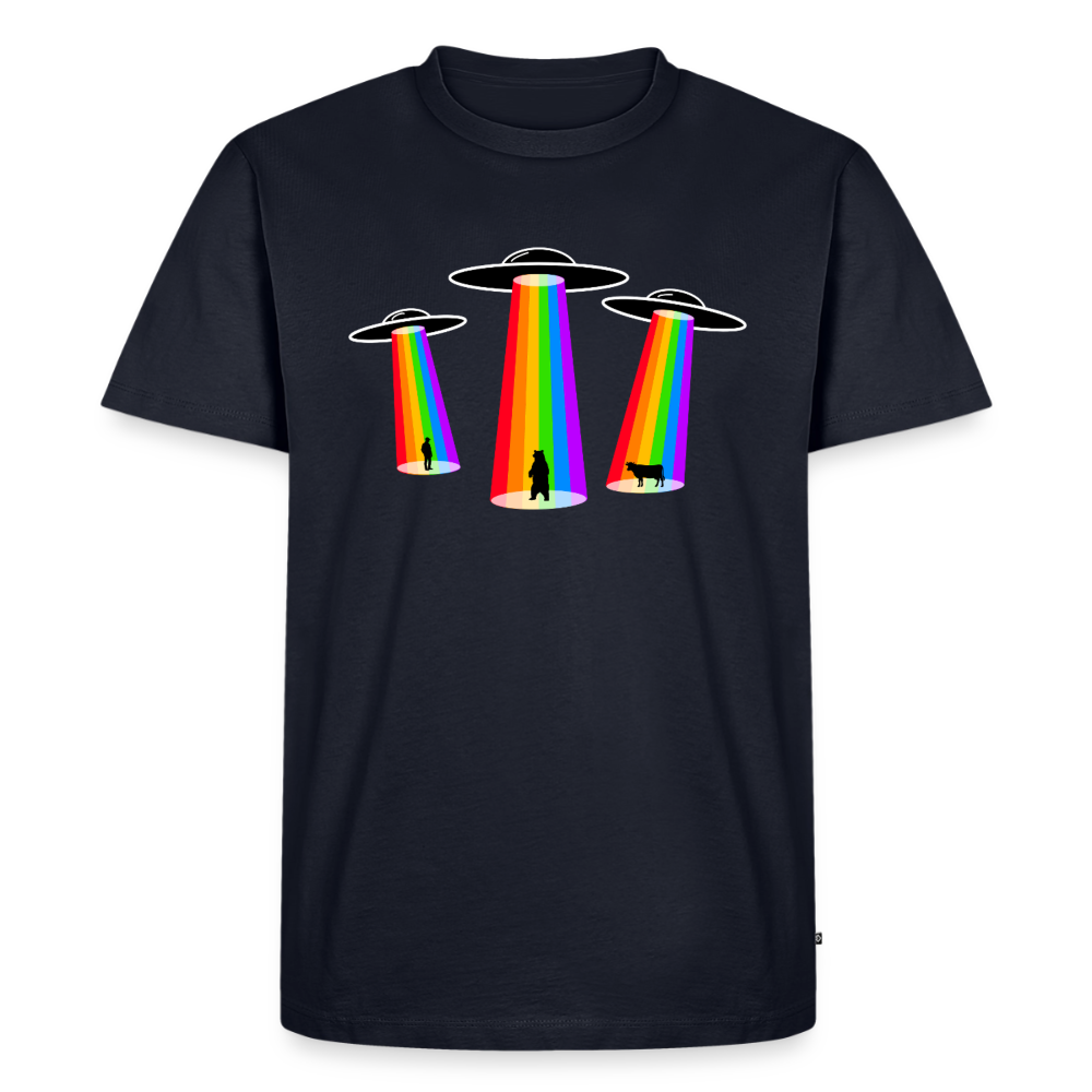 3 Gay UFOs - Galactic Pride Abduction | Premium T-Shirt - Navy