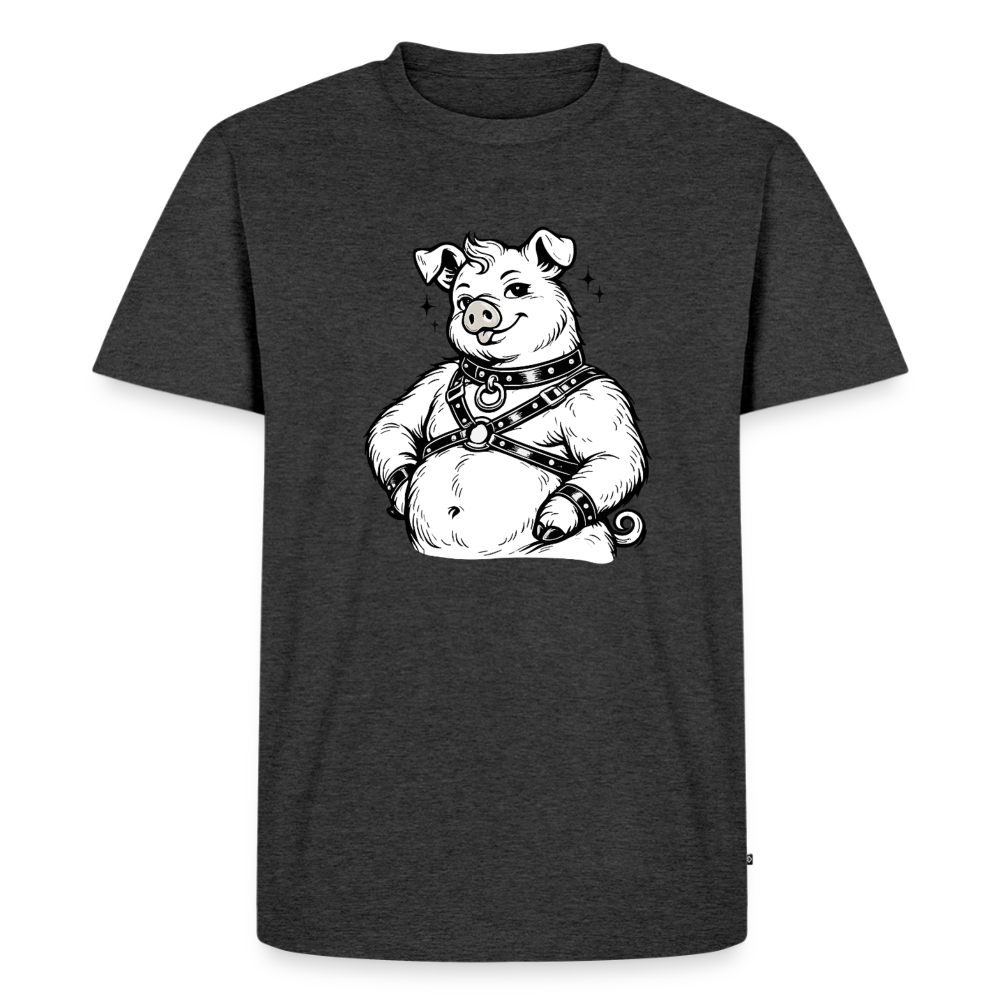 Piglet in Harness | Männer Premium T-Shirt - Anthrazit meliert