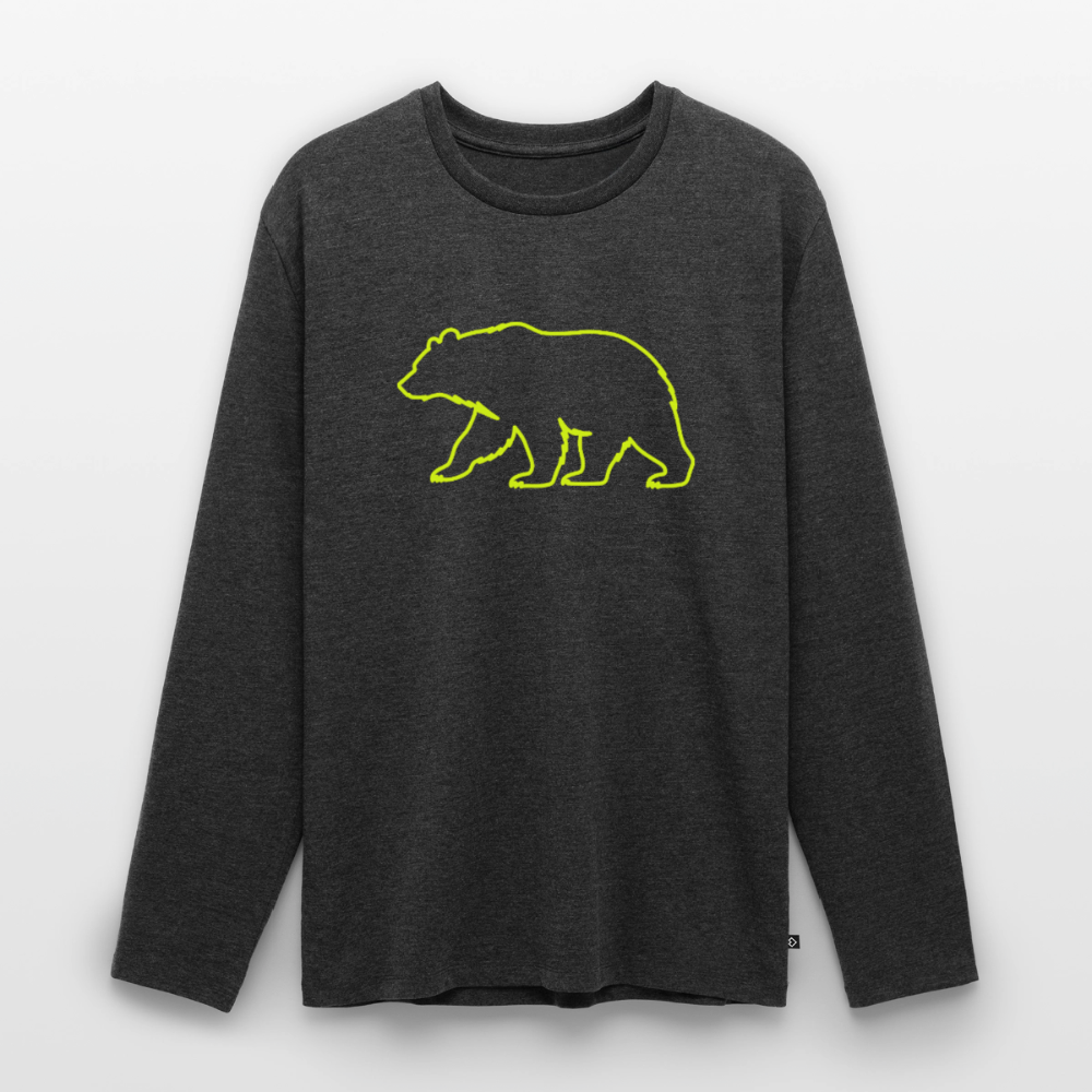 Männer Premium Langarmshirt: Bear neon - Anthrazit meliert