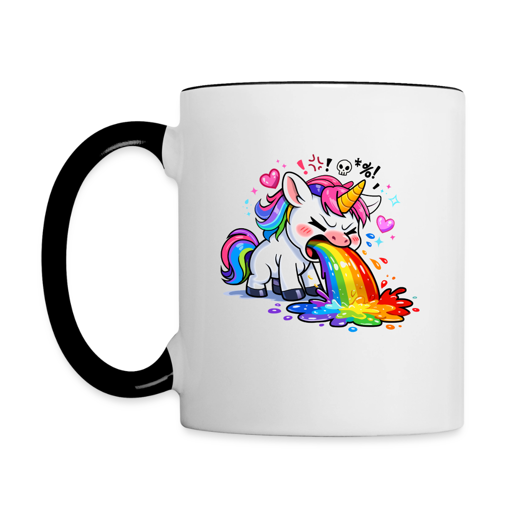 Kotzendes Einhorn / Puking Unicorn | Tasse - Weiß/Schwarz
