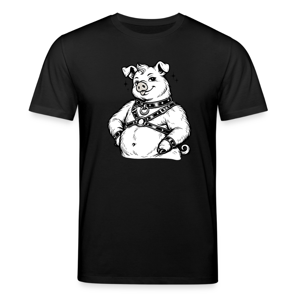 Piglet in Harness | Unisex Bio-T-Shirt - Schwarz
