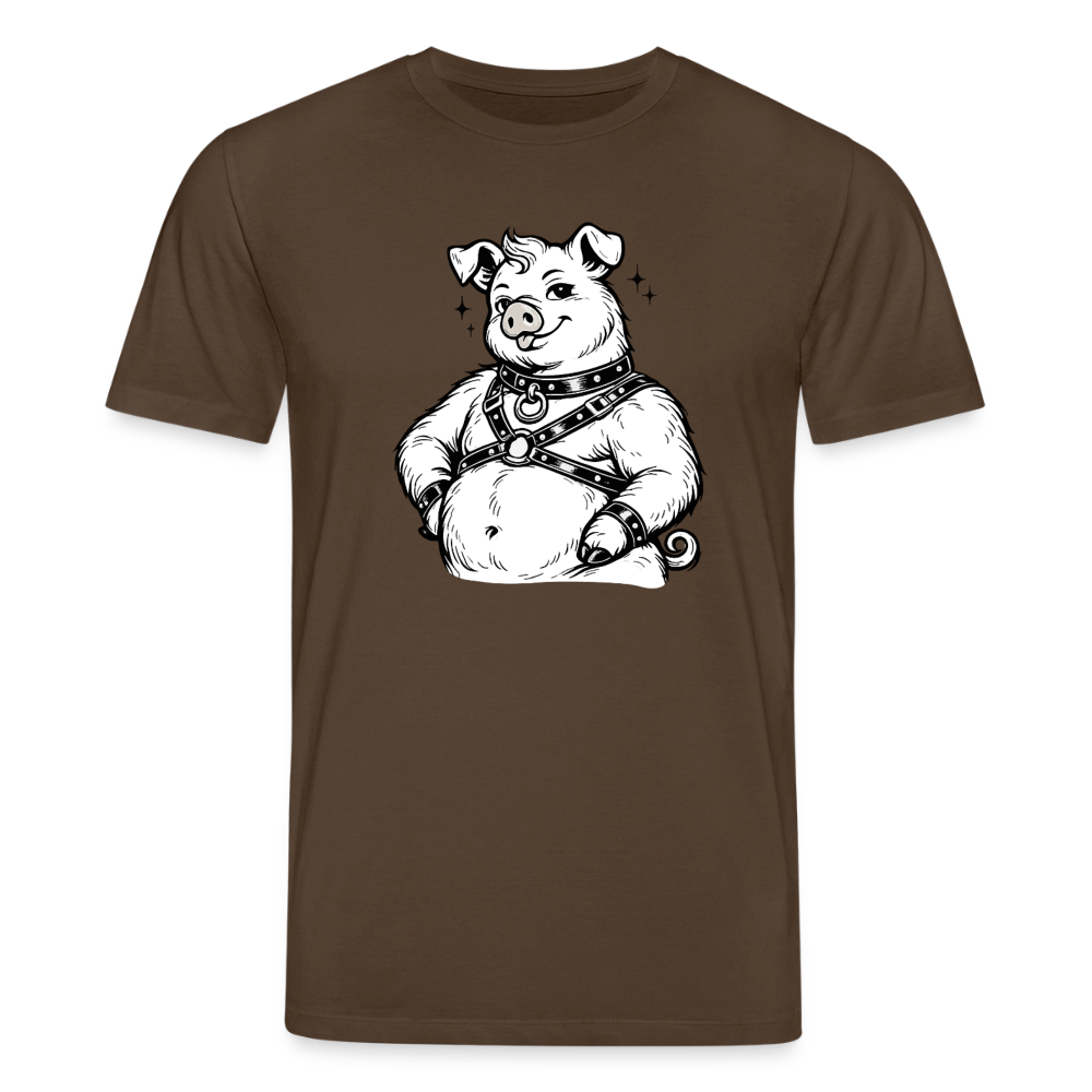Piglet in Harness | Unisex Bio-T-Shirt - Dunkelbraun