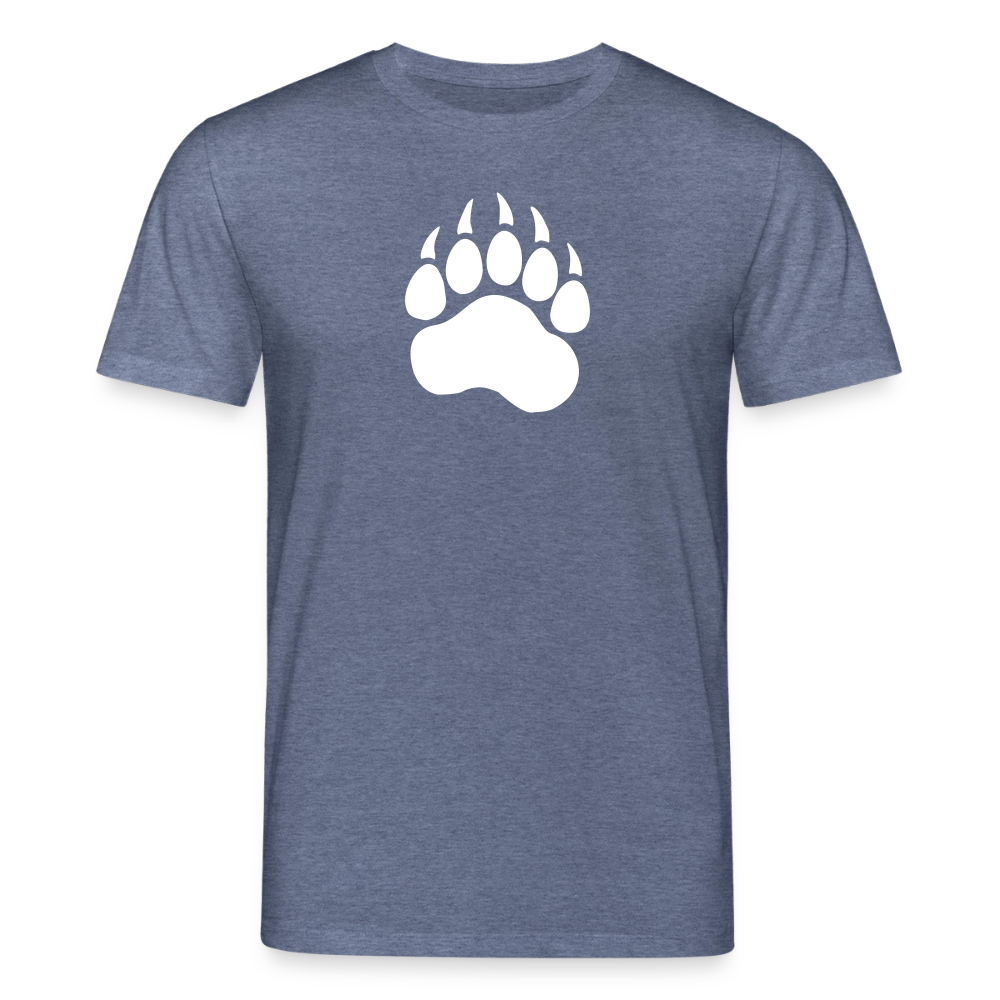 Bear Paw white | Unisex Bio-T-Shirt - Dunkelblau meliert