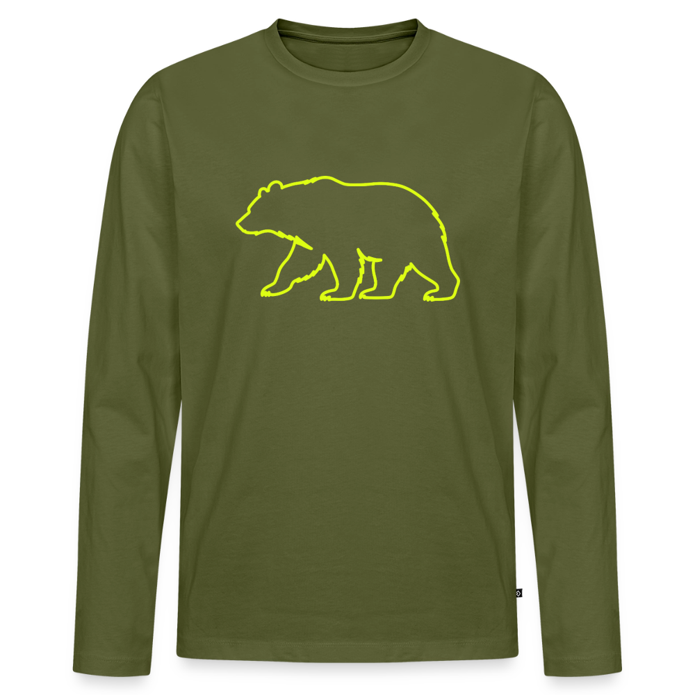 Männer Premium Langarmshirt: Bear Neon - Khaki