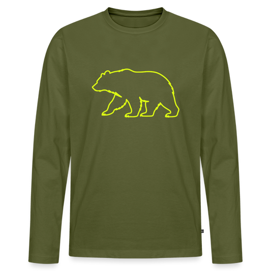 Männer Premium Langarmshirt: Bear Neon - Khaki