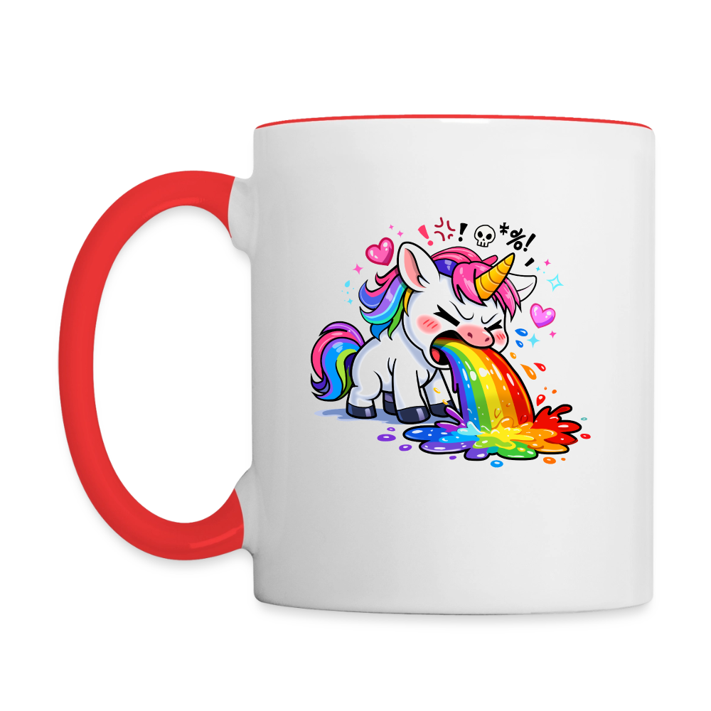 Kotzendes Einhorn / Puking Unicorn | Tasse - Weiß/Rot