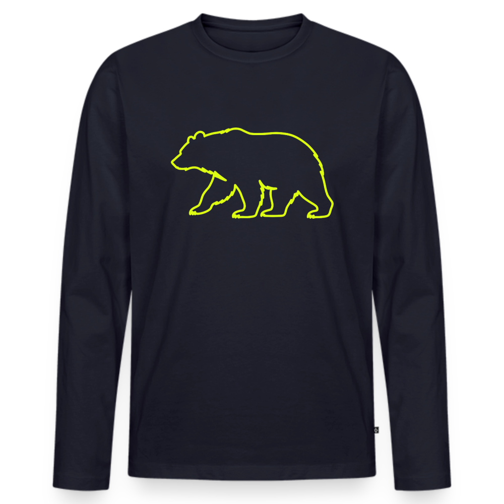 Männer Premium Langarmshirt: Bear neon - Navy