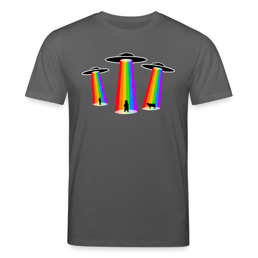 3 Gay UFOs - Galactic Pride Abduction | Unisex Bio T-Shirt - Anthrazit