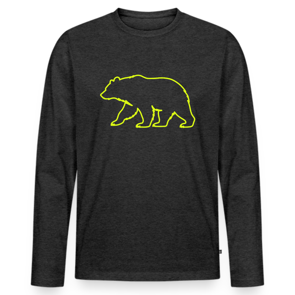 Männer Premium Langarmshirt: Bear neon - Anthrazit meliert