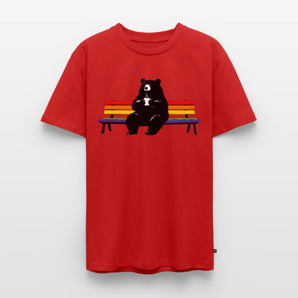 Chubby Bear on Rainbow Bench | Premium T-Shirt - Rot