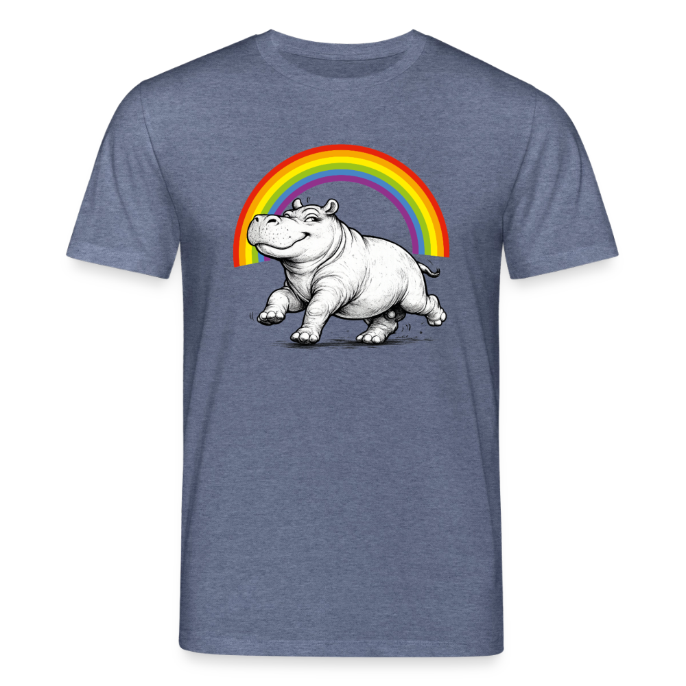 Nilpferd | Unisex Bio-T-Shirt - Dunkelblau meliert