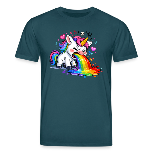 T-Shirt: Kotzendes Einhorn, Puking Unicorn - Dunkles Petrol