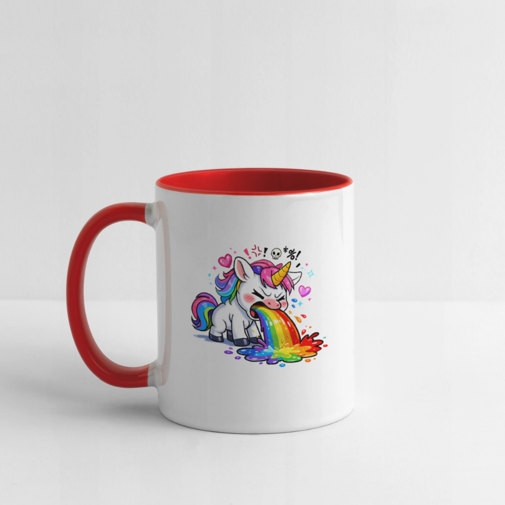 Kotzendes Einhorn / Puking Unicorn | Tasse - Weiß/Rot