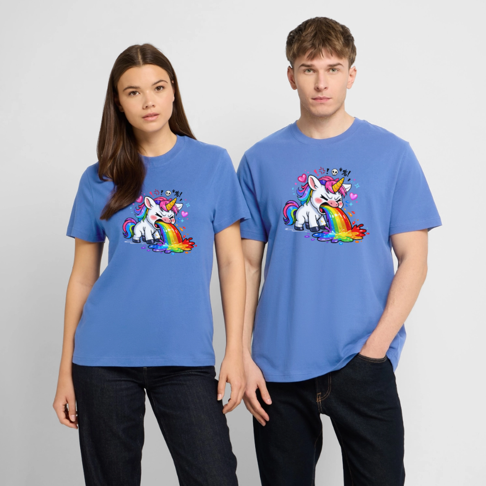 Kotzendes Einhorn / Puking Unicorn | Unisex Bio T-Shirt - Achtsames Blau