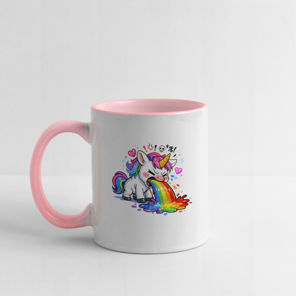 Kotzendes Einhorn / Puking Unicorn | Tasse - Weiß/Pink
