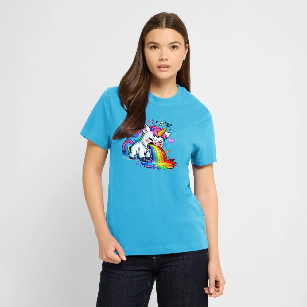 Kotzendes Einhorn / Puking Unicorn | Unisex Bio T-Shirt - Aquablau