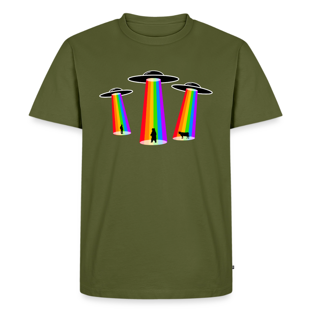 3 Gay UFOs - Galactic Pride Abduction | Premium T-Shirt - Khaki