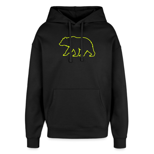 Oversized Unisex Hoodie: Bear Neon - Schwarz