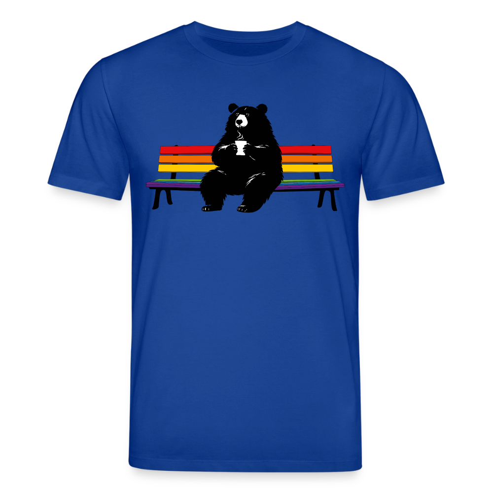 Chubby Bear on Rainbow Bench | Unisex Bio T-Shirt - Dunkelblau