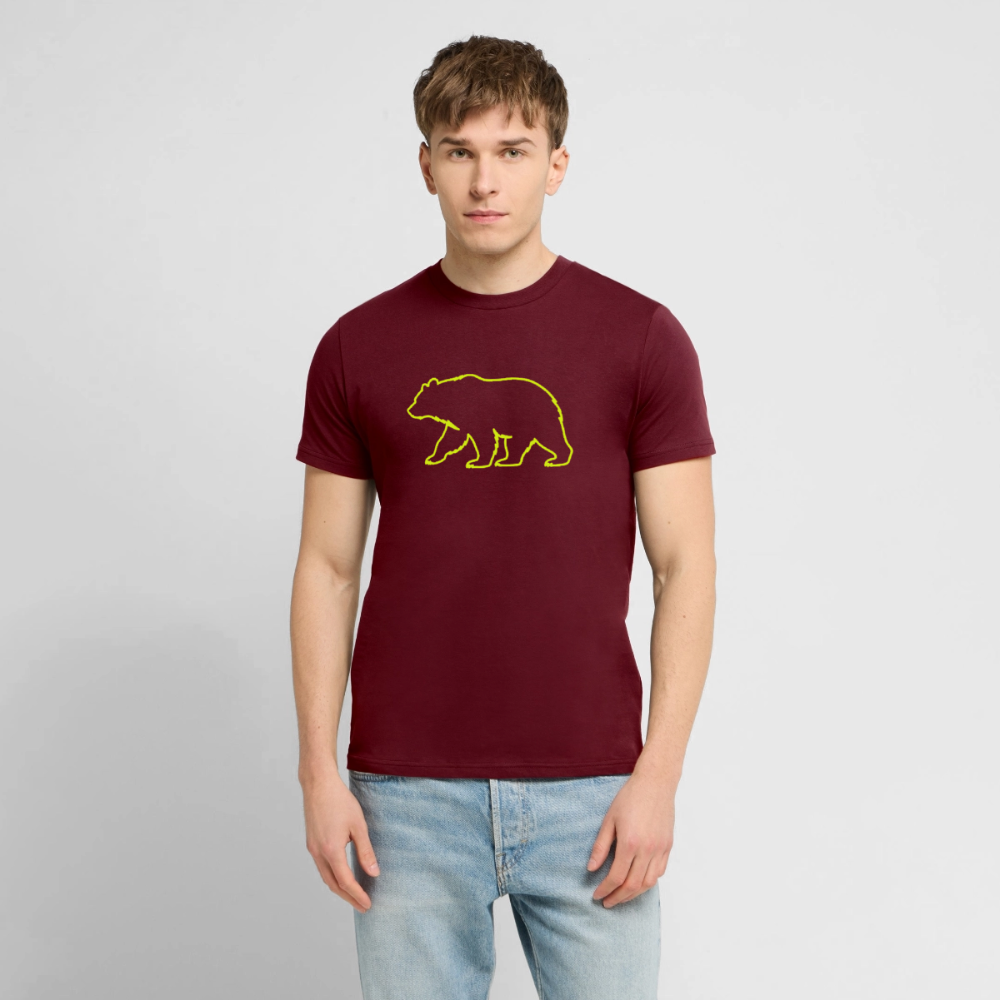 T-Shirt: Bear neon - Burgunderrot