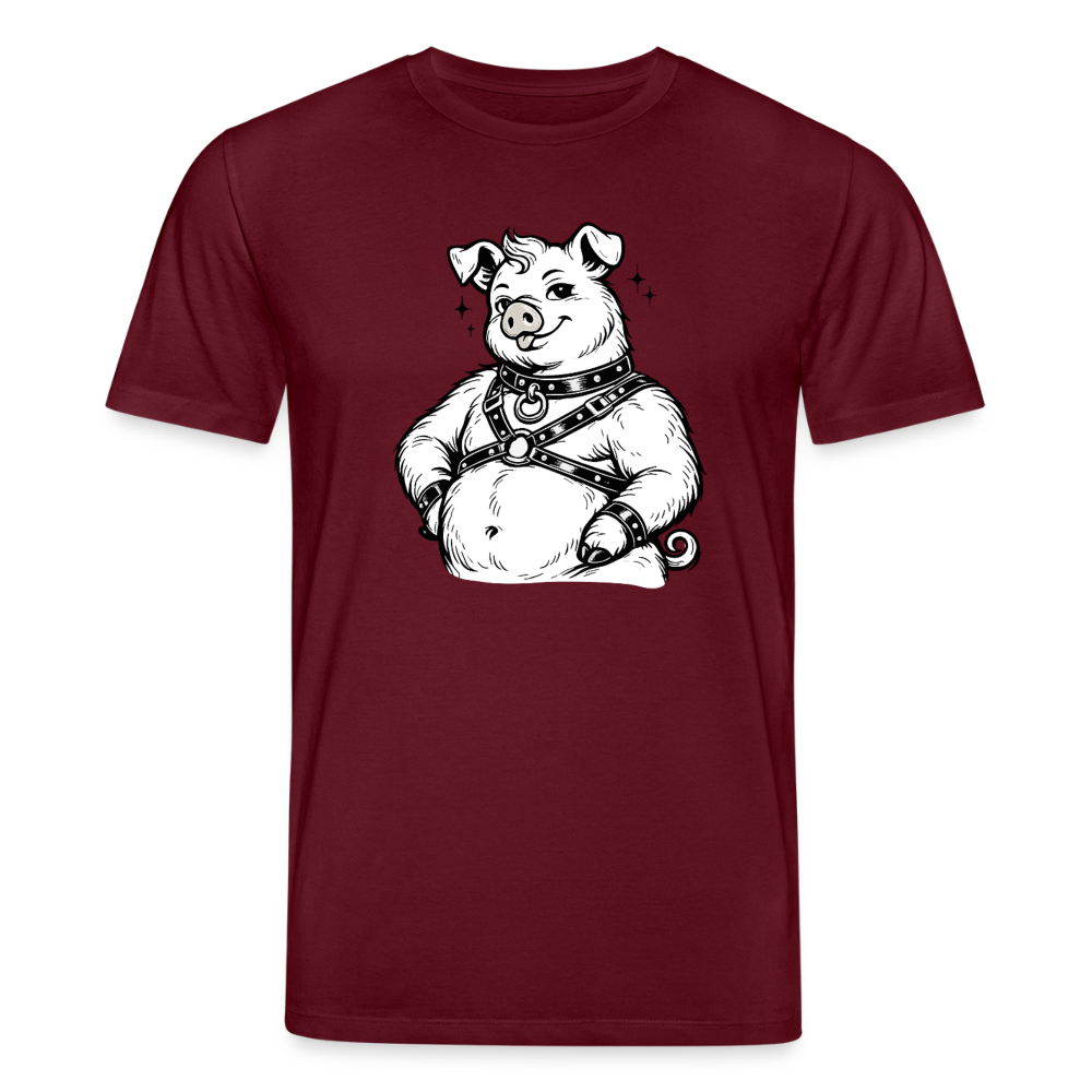 Piglet in Harness | Unisex Bio-T-Shirt - Burgunderrot