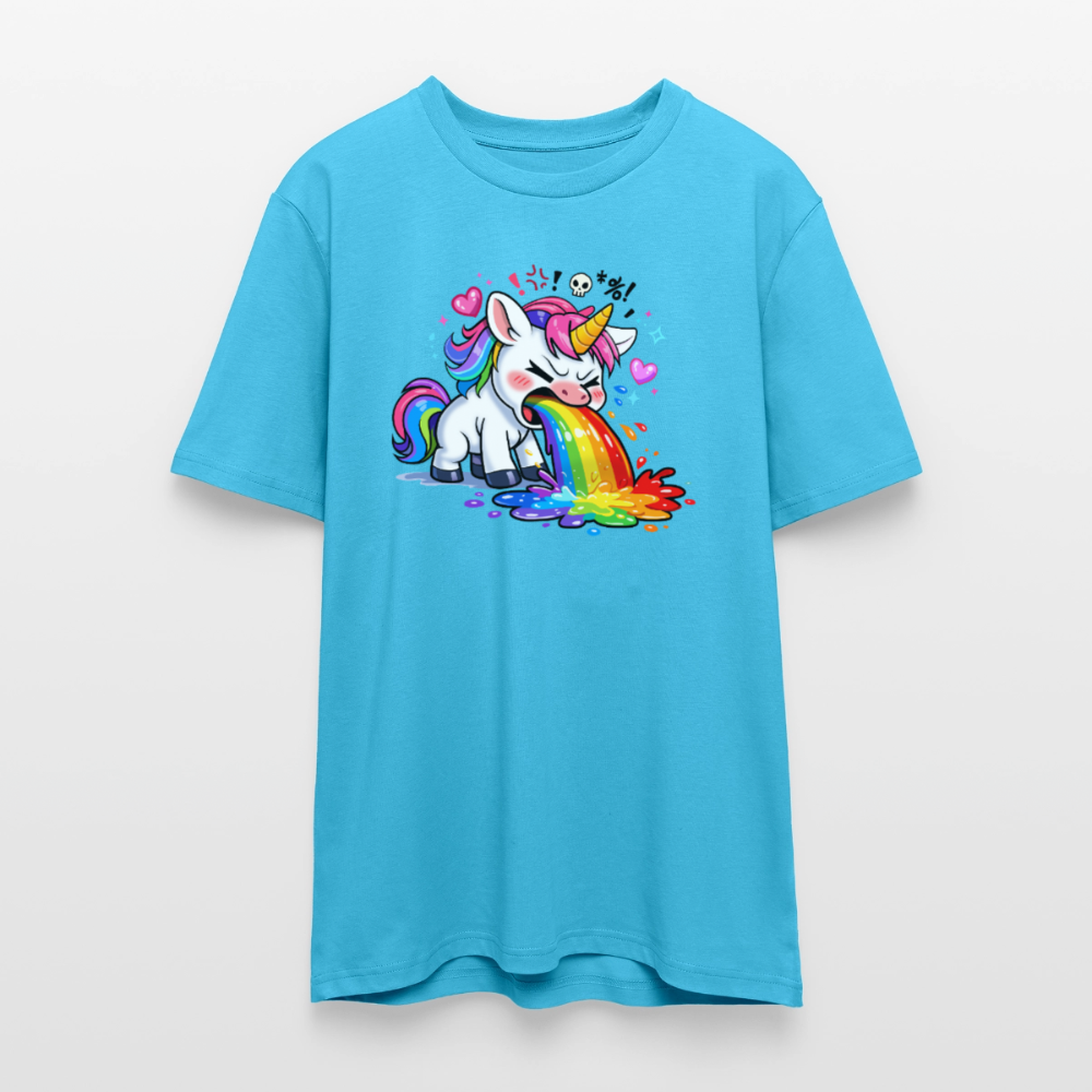 Kotzendes Einhorn / Puking Unicorn | Unisex Bio T-Shirt - Aquablau