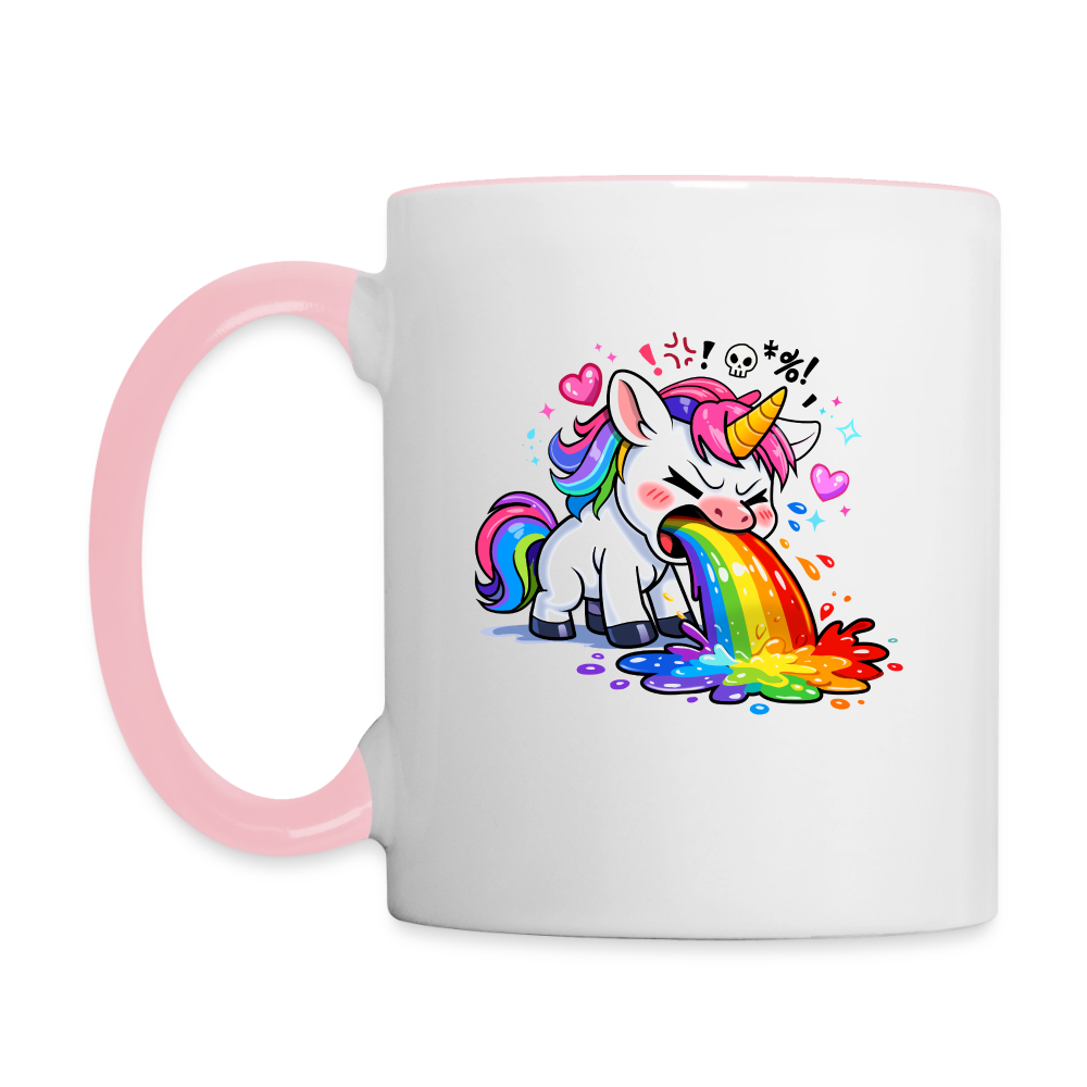 Kotzendes Einhorn / Puking Unicorn | Tasse - Weiß/Pink