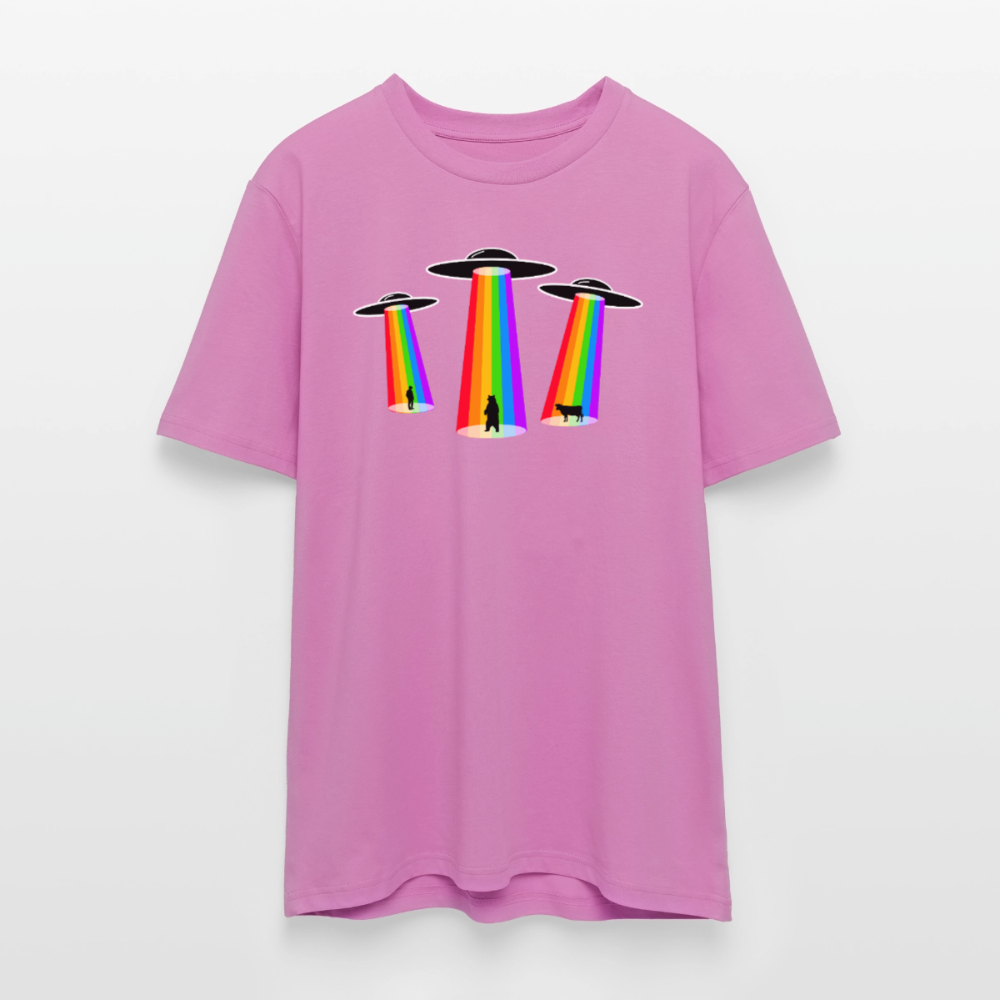 3 Gay UFOs - Galactic Pride Abduction | Unisex Bio T-Shirt - Pink