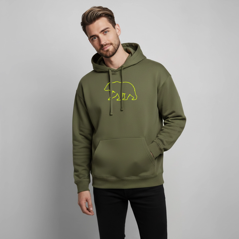 Oversized Unisex Hoodie: Bear neon - Khaki