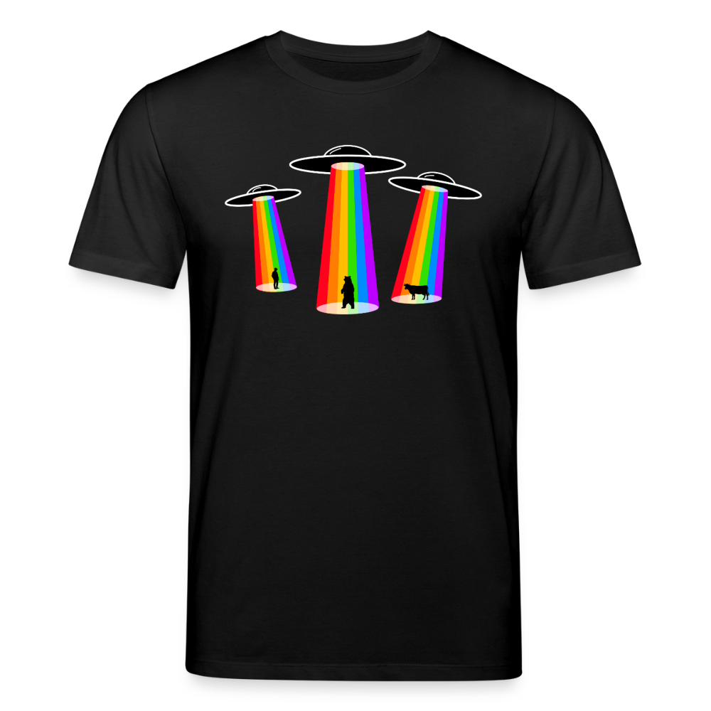 3 Gay UFOs - Galactic Pride Abduction | Unisex Bio T-Shirt - Schwarz